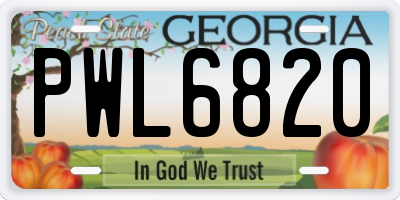 GA license plate PWL6820