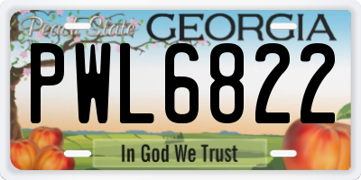 GA license plate PWL6822