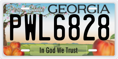 GA license plate PWL6828