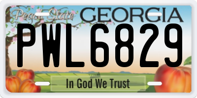 GA license plate PWL6829