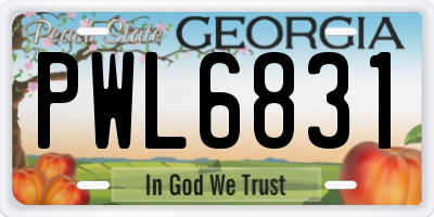 GA license plate PWL6831