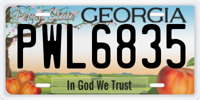 GA license plate PWL6835