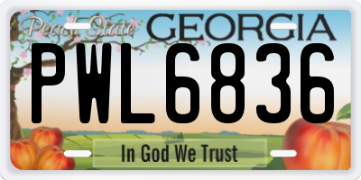 GA license plate PWL6836