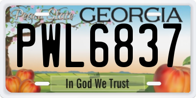 GA license plate PWL6837