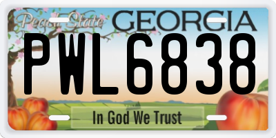 GA license plate PWL6838