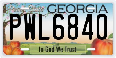 GA license plate PWL6840