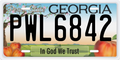 GA license plate PWL6842