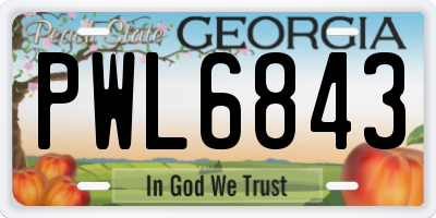 GA license plate PWL6843
