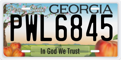 GA license plate PWL6845