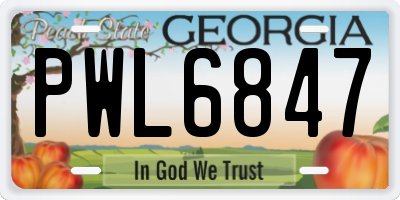 GA license plate PWL6847