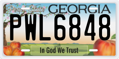 GA license plate PWL6848