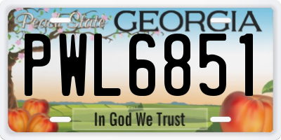 GA license plate PWL6851