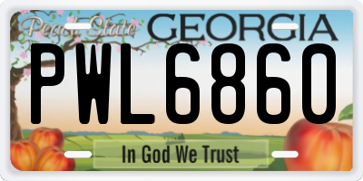 GA license plate PWL6860