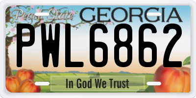 GA license plate PWL6862