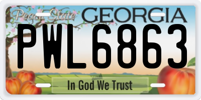 GA license plate PWL6863