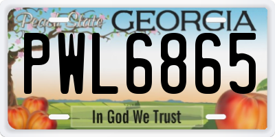 GA license plate PWL6865