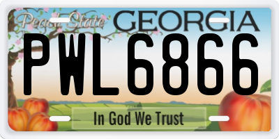 GA license plate PWL6866