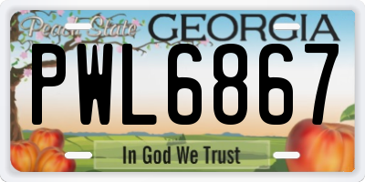 GA license plate PWL6867