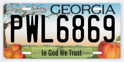 GA license plate PWL6869