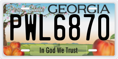 GA license plate PWL6870