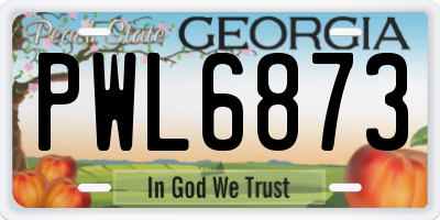 GA license plate PWL6873