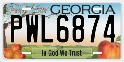 GA license plate PWL6874