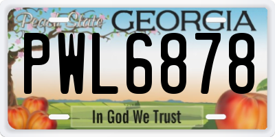 GA license plate PWL6878