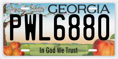GA license plate PWL6880