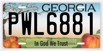 GA license plate PWL6881