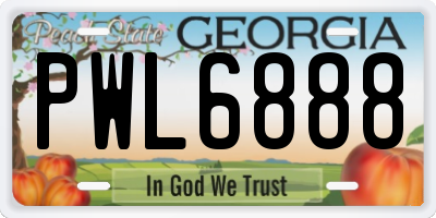 GA license plate PWL6888