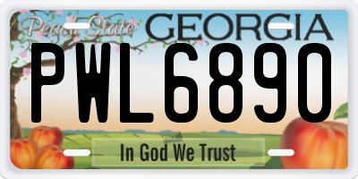GA license plate PWL6890