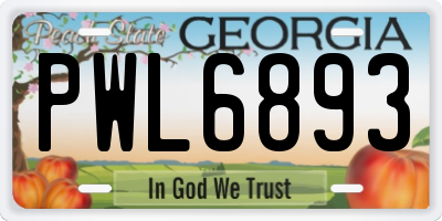 GA license plate PWL6893