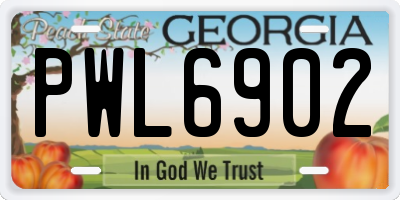 GA license plate PWL6902