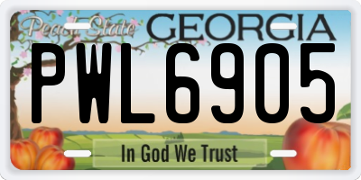GA license plate PWL6905