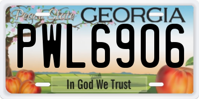 GA license plate PWL6906