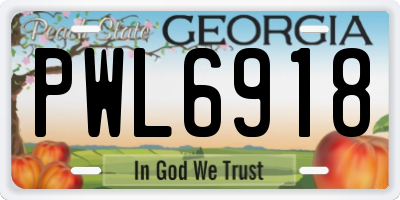 GA license plate PWL6918