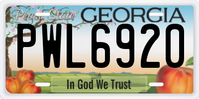 GA license plate PWL6920