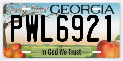 GA license plate PWL6921