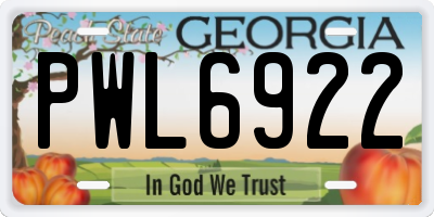 GA license plate PWL6922