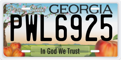 GA license plate PWL6925