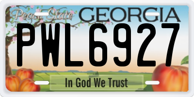 GA license plate PWL6927