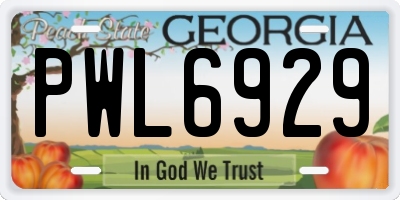 GA license plate PWL6929
