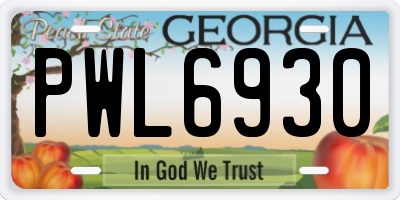 GA license plate PWL6930