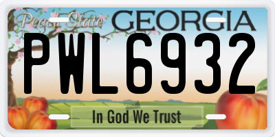GA license plate PWL6932