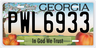 GA license plate PWL6933