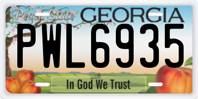 GA license plate PWL6935