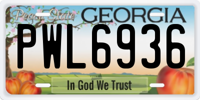 GA license plate PWL6936