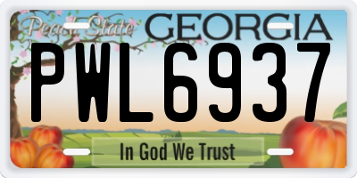 GA license plate PWL6937