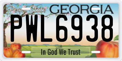 GA license plate PWL6938