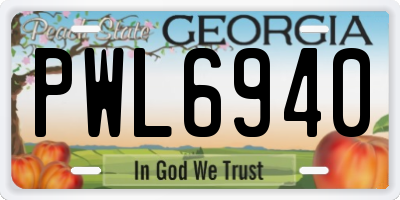 GA license plate PWL6940